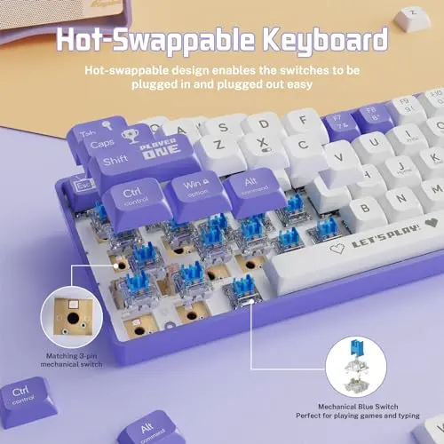 Combo Teclado y Ratón AJAZZ AK680 Mecánico 60% RGB, Hot-Swappable y Antighosting - imagen 4