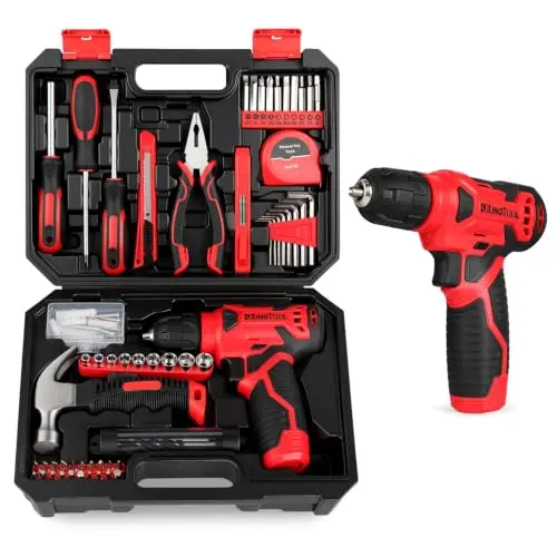 Kit de Herramientas KingTool: Taladro Inalámbrico de 8V y 156 Piezas para el Hogar y DIY