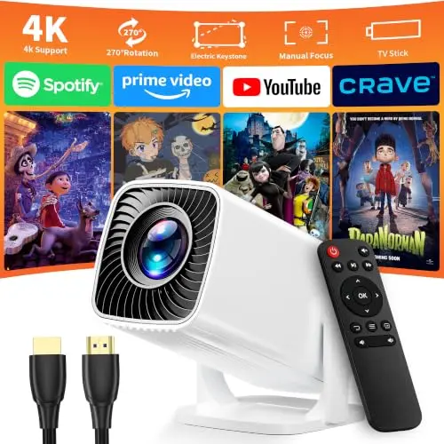 Proyector Mini Q100 4K con Soporte Full HD y Pantalla de Hasta 200"