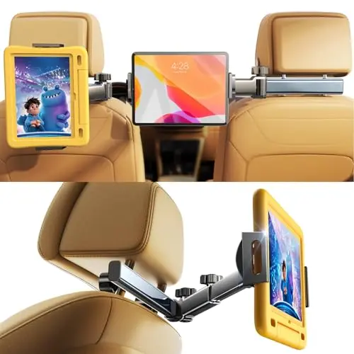 Soporte LISEN para iPad en coche: Montaje trasero 4 en 1, ajuste 360°