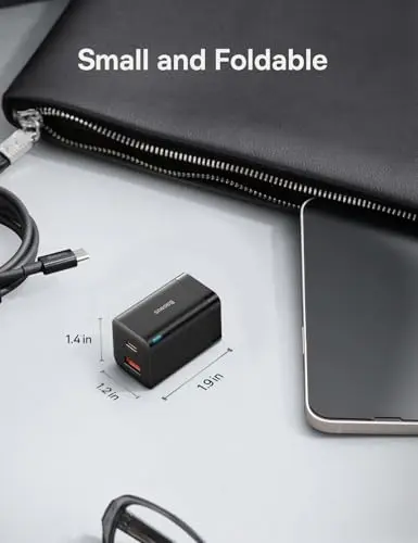 Cargador Baseus 30W USB-C PD: Doble Puerto, Carga Rápida y Plegable para Dispositivos Apple y Android - imagen 4