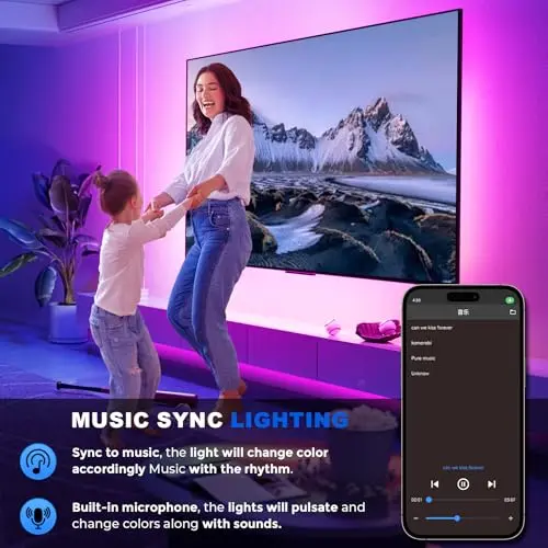 YILINM Luces de Cuerda RGB Neon de 20FT, Impermeables y Controladas por App/Remote - imagen 4
