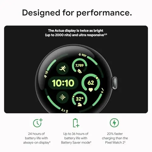 Google Pixel Watch 3 (41mm) - Reloj Inteligente Android con Fitbit, Seguimiento de Ritmo Cardíaco y 24h Batería - imagen 4