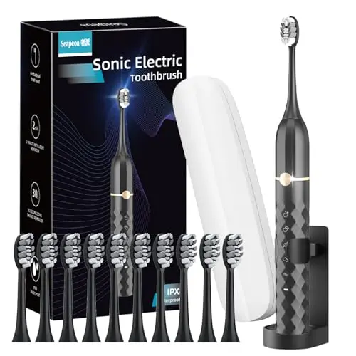 Cepillo de dientes eléctrico Seapeoa, 42000 vibraciones/min, 5 modos, estuche de viaje, impermeable IPX8