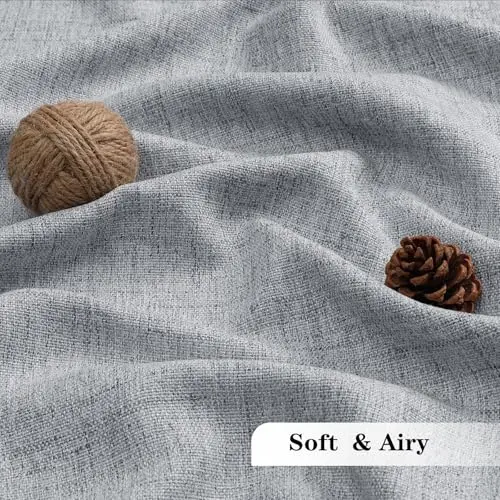 Cortinas Grises Chyhomenyc 96'' con Textura Lino, 2 Paneles Filtrantes de Luz para Sala y Dormitorio - imagen 5