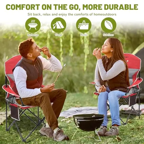 Prime: Silla Plegable XMT con Reposabrazos Anchos y Soporte de 450lbs, Ideal para Camping - imagen 3