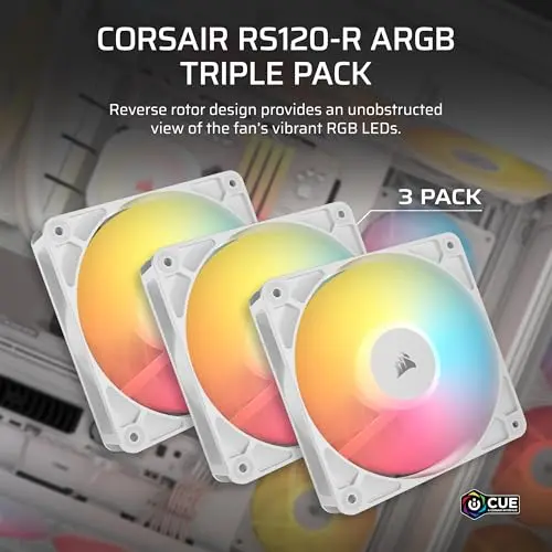 Ventiladores Corsair RS120-R ARGB de 120mm – Efecto Luminoso Inverso y Alto Rendimiento - imagen 2