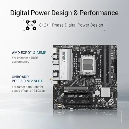 Placa base ASUS B650EM MAX Gaming WiFi: AMD B650, DDR5, PCIe 5.0, 3x M.2, WiFi 6 - imagen 2