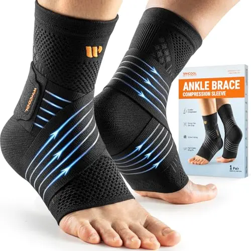 Soportes para Tobillo WHCOOL: Compresión Personalizada para Alivio de Dolor, 1 Par, Talla L