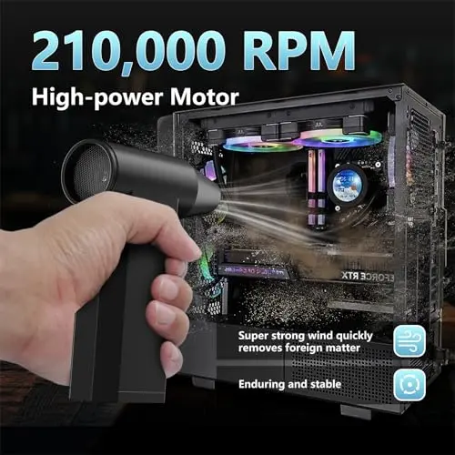 Aspiradora y soplador de aire 2 en 1 Plynexis, 210,000 RPM, portátil y ajustable, ideal para limpieza rápida - imagen 4