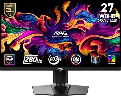 MSI MAG 271QP QD-OLED X28: Monitor Gaming 27" WQHD, 280Hz, 0.03ms, HDR True Black 400