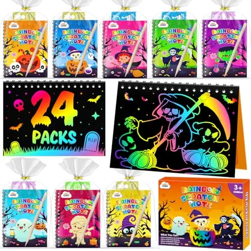 ZMLM 24 cuadernos para rascar de Halloween: diversión creativa sin desorden.