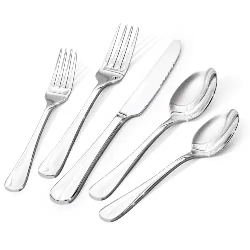Juego de Cubiertos para 8 Personas, Acero Inoxidable 18/10, Diseño Moderno y Elegante