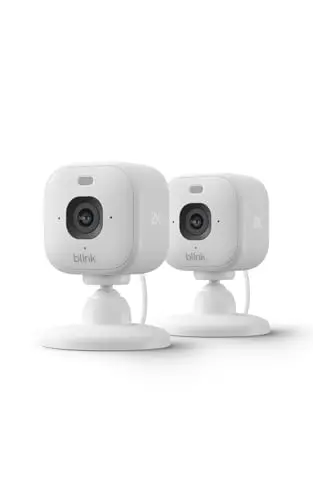 Blink Mini 2K+: Cámara de Seguridad Indoor con Video 2K, Visión Nocturna y Detección de Movimiento (2 Cámaras)