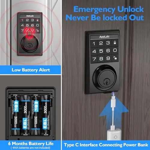 Cerradura Electrónica Aibocn con Teclado, Auto Bloqueo y Función Antipeeping - imagen 4