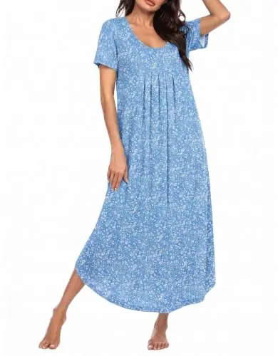 Ekouaer Camisón Largo para Mujer, Confortable y Suave en Tallas Plus