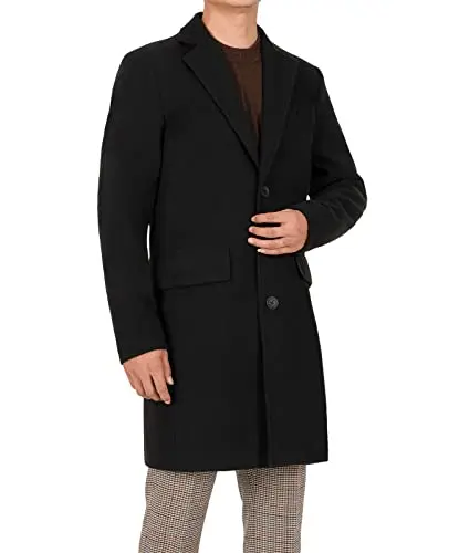 Abrigo de Invierno Bonnorth para Hombre, Slim Fit, Negro, con Botones y Bolsillos