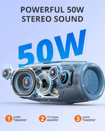 Altavoz Bluetooth Tronsmart Mirtune S100: 50W, 20H, IPX7, Manos Libres y Luz Sincronizada - imagen 2