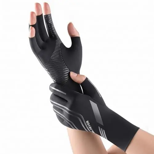 Guantes de Compresión para Artritis: Alivio para Síndrome de Túnel Carpiano (Negro, Grande 7.3"-8.3")