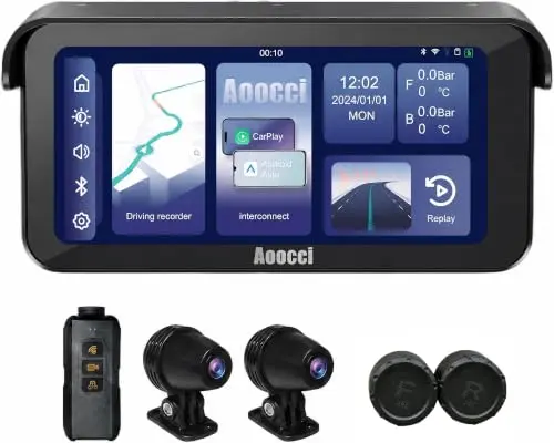 Cámara Dash Aoocci C6 PRO: 1080P Dual, CarPlay & Android Auto, GPS, 6.25" Pantalla Táctil