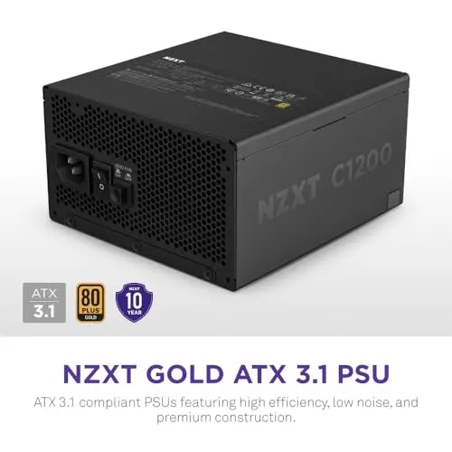 Fuente de Poder NZXT C1200 Gold ATX 3.1 - 1200W, Eficiencia 80 Plus Gold y Bajo Ruido - imagen 2