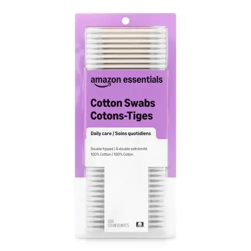 Hisopos de Algodón Amazon Essentials, 500 Unidades - Suaves y Multiusos