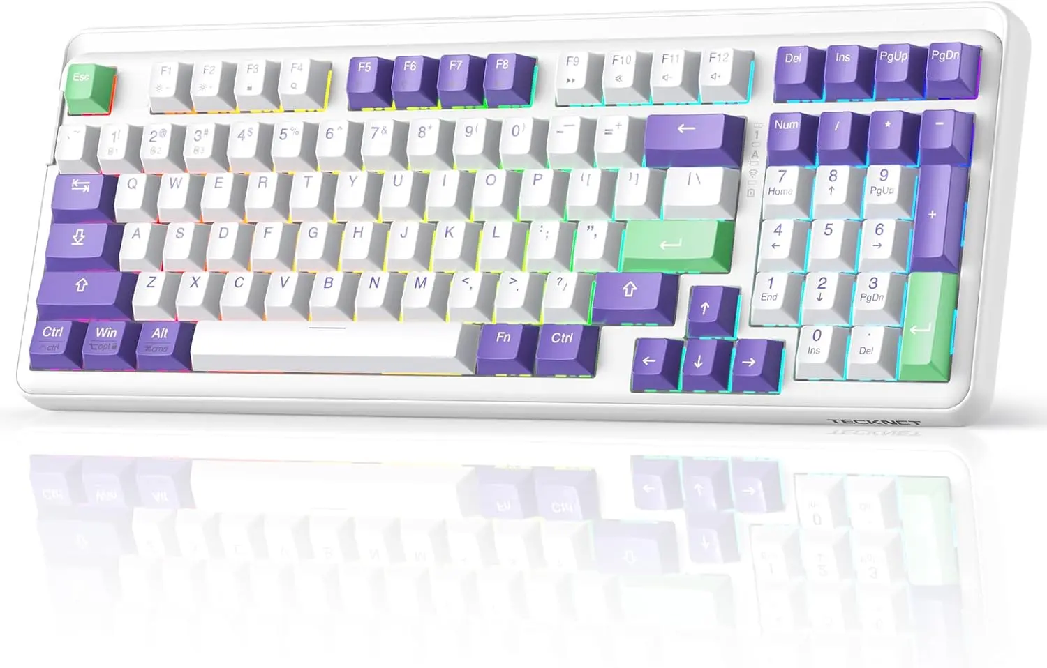 TECKNET Mechanical Keyboard,Tri-Mode Hot Swappable 96% Compact Keyboard