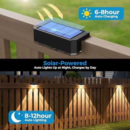 Luces Solares Peasur para Cercas - IP65, Luz LED Cálida, Instalación Fácil, Auto Encendido y Apagado - imagen 3