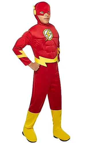 Disfraz infantil de The Flash: Jumpsuit acolchado y accesorios oficiales DC Comics