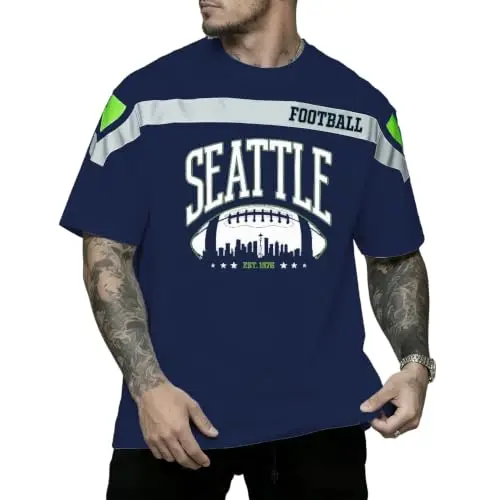 Camisetas de Fútbol para Hombre - T-Shirt Azul Marino con Gráficos en HD