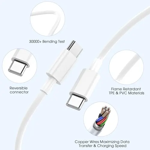 Cargador rápido 20W USB-C para iPhone 17/16/15 - Incluye cable de 6ft - imagen 5