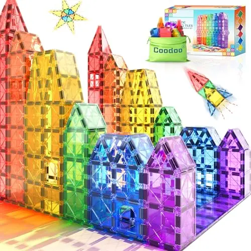 Coodoo 40PCS Piezas Magnéticas para Niños: Aprendizaje STEM y Diversión Creativa
