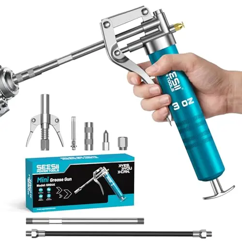 Seesii Mini Grease Gun 3 oz, 4000 PSI Portátil con Válvula de Aire Mejorada