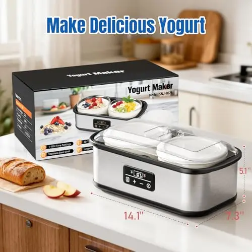 Yogurtera Cewajbaa: Control de Temperatura, Temporizador Automático y 2 Contenedores de Vidrio - imagen 5