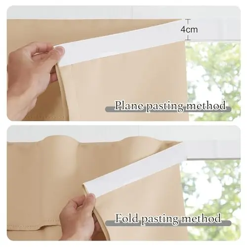 Cortinas Negras NICETOWN de 72" para Puertas, Autoadhesivas y Portátiles, Beige Biscotti - imagen 4