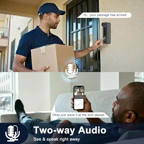 Cámara de Puerta Inalámbrica 2K HD con Visión Nocturna y Audio Bidireccional - Compatible con Alexa - imagen 3