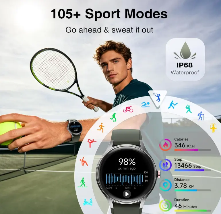 Fitpolo Reloj inteligente para mujer, pantalla táctil HD de 1.27 pulgadas - imagen 5