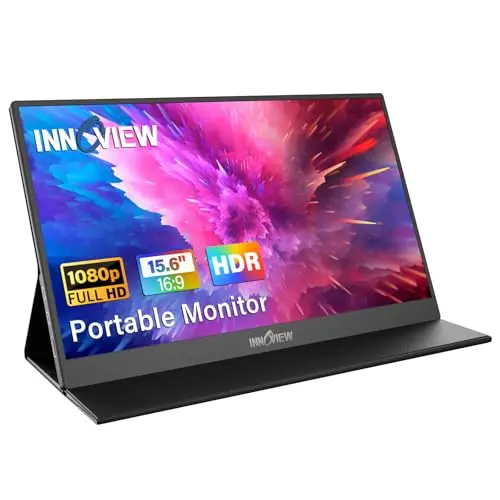 InnoView Monitor Portátil 15.6'' FHD 1080P con Conexión HDMI/USB-C y Altavoces Integrados