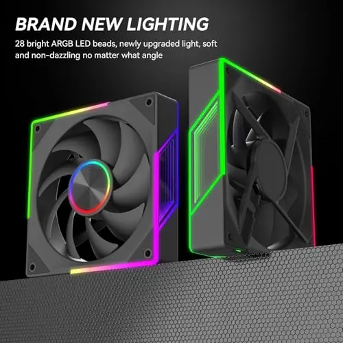 Ventilador ARGB de 120mm con Espejo Infinito, 1800RPM, 3 Pack, Negro - imagen 2