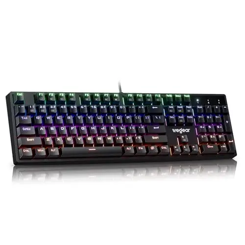 Teclado Mecánico Gaming Wegear 104 Teclas, Switches Clicky, RGB Multicolor