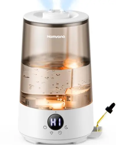 Humidificador Homvana H101 3.6L: Vapor Frío, Aromaterapia y Luz Ambiente para Dormitorio