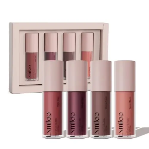 Mini juego de tintes de labios, 4 tonos con acabado mate y metálico