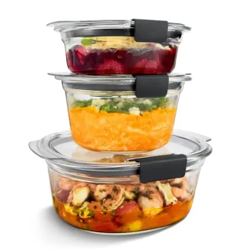 Set de 6 Contenedores de Almacenamiento de Vidrio Rubbermaid Brilliance® a Prueba de Fugas