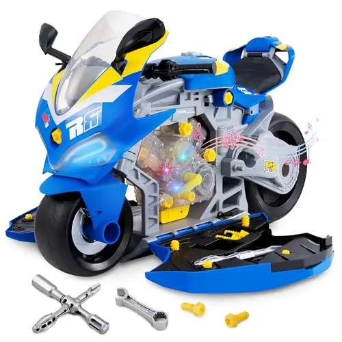 Juego de Construcción de Motocicleta para Niños de 3 a 5 Años, con Sonidos y Luces