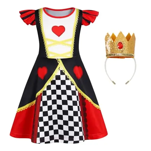 Disfraz de Reina de Corazones para Niñas - Fiesta de Halloween y Cumpleaños