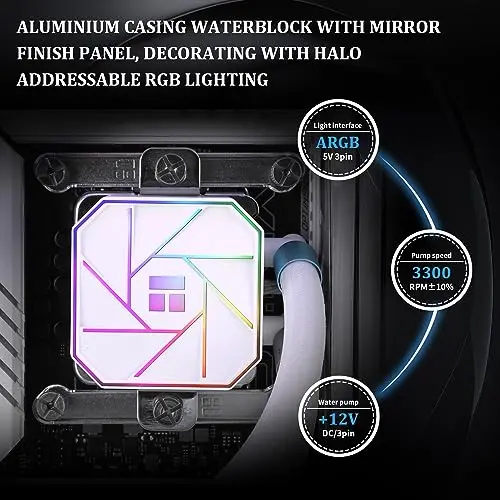 Enfriador AIO Thermalright Aqua Elite 240 White V3, 240mm con ventiladores ARGB PWM - imagen 4