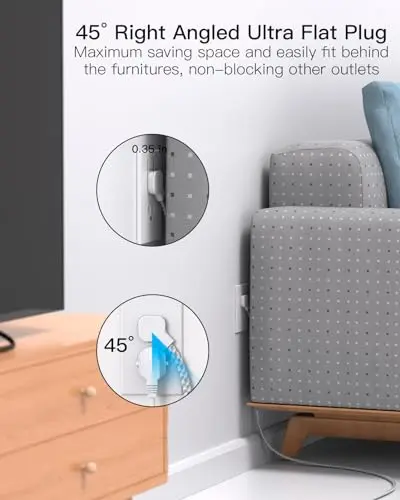 Regleta de Sobrevoltaje 10 ft con 4 Puertos USB y 6 Salidas AC, Montable en Pared - imagen 4