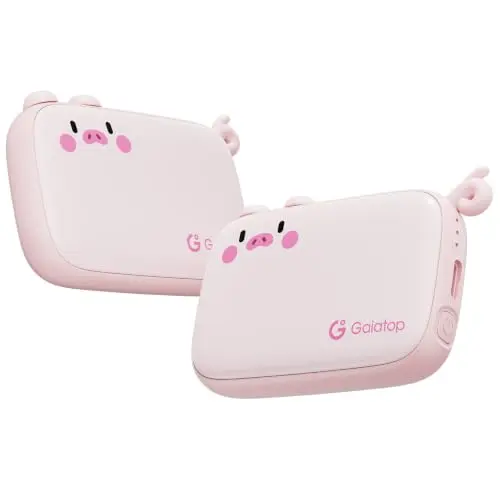 Calentadores de Manos Eléctricos Gaiatop Recargables en Pack de 2, Diseño de Cerdito