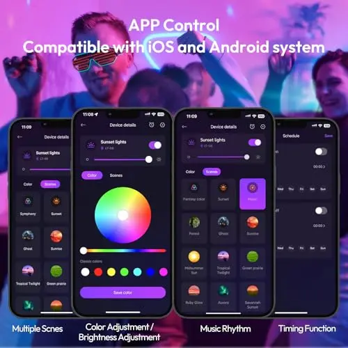 Proyector de Luz de Atardecer Molemyn - Control APP, 21 Colores, 180° Ajustable para Decoración y Fotografía - imagen 5