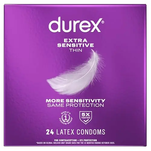 Durex Extra Sensible - Condones Ultra Finos, Lubricados, 24 Unidades